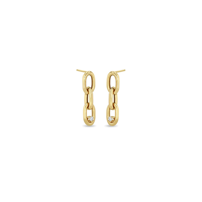 14kt Square Oval Link Earrings with Diamond