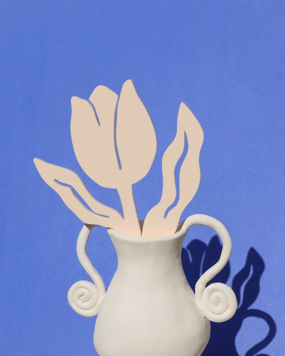 Small Leafy Tulip Flower Stem: See-thru hot pink