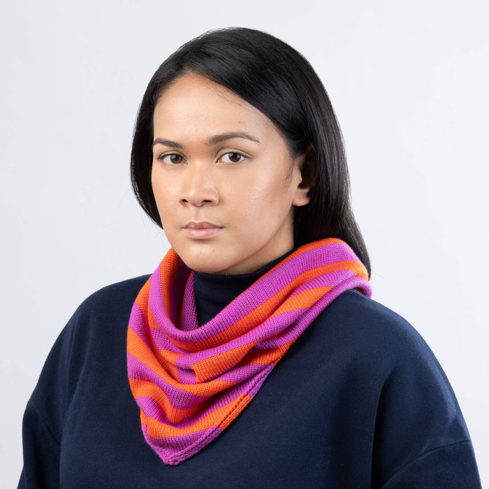 Simple Stripe Triangle Scarf: Lilac Denim