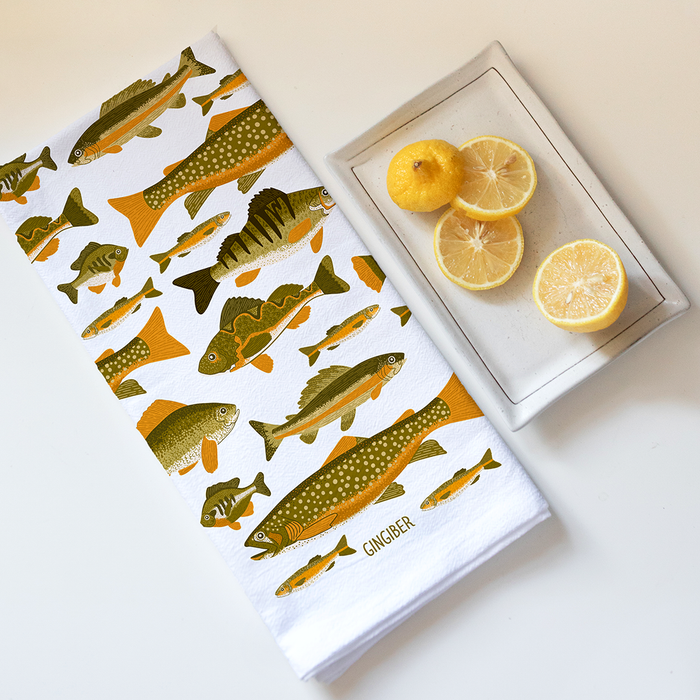Fish Tea Towel - Coastal Fishing Kitchen Towel Decor