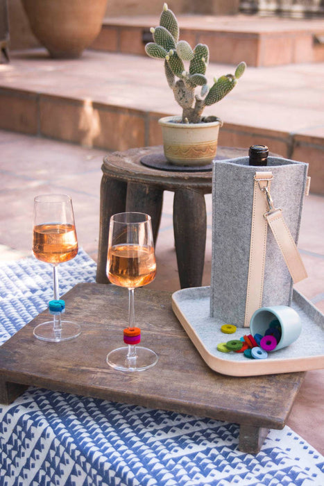 Midcentury Wine-O's Merino Wool Felt Round Wine Markers: Midcentury