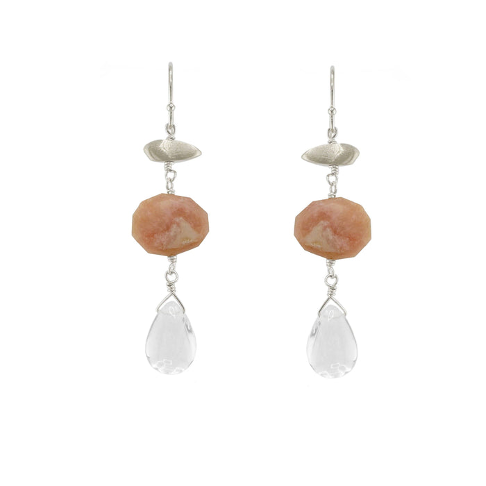 Little nugget w. stone & quartz earrings: Vermeil / Moonstone