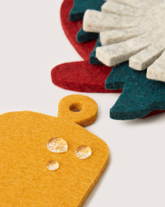 Merino Wool Coaster Multi 4 Pack - Deck the Halls