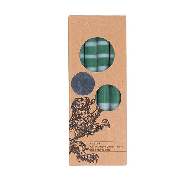 Striped Guardsman + Bokhara Eco Dinner Candles, Box of 4