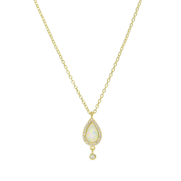 Opal Teardrop Necklace: White Opal