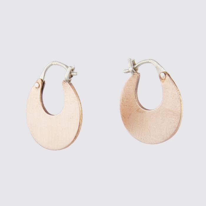 Flat Crescent Hoop Earrings: Gold Plate