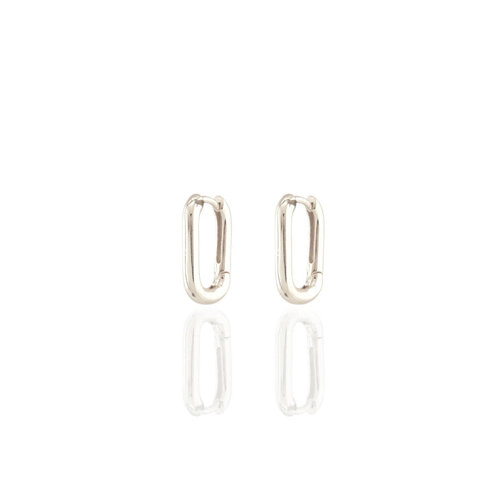 Oval Huggie Hoop Earrings 18K Gold Vermeil Hinge Closure Nickel Free Hypoallergenic Ships from CA: Sterling Silver