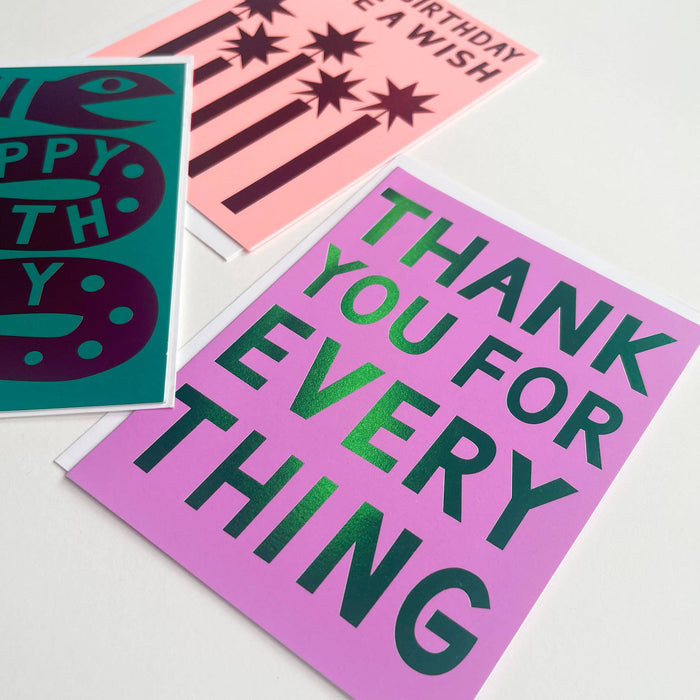 Red Foil Happy Birthday Make a Wish Note Card