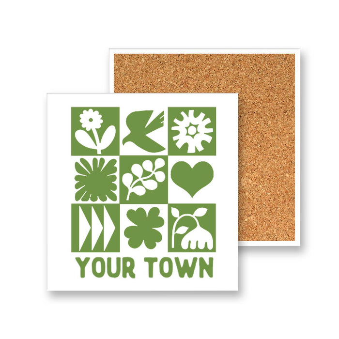 Personalized City Coaster - Nature Walk Name drop design: Black (02)