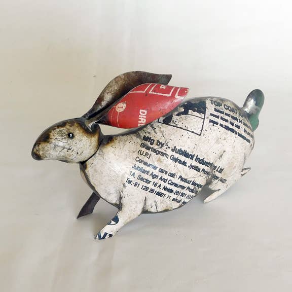 White Rabbit Recycled Metal Animals