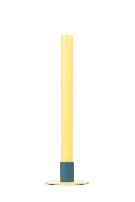 Small Two-Tone Jasmine & Petrol Blue Metal Candleholder