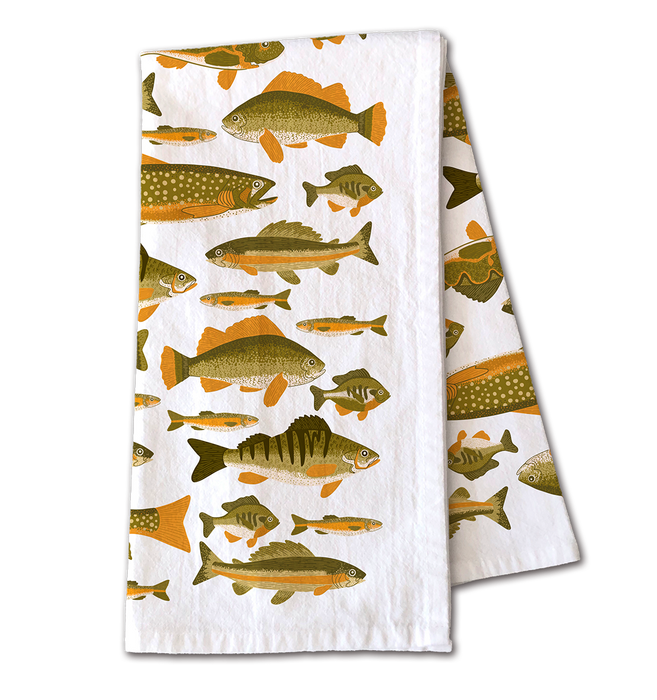 Fish Tea Towel - Coastal Fishing Kitchen Towel Decor