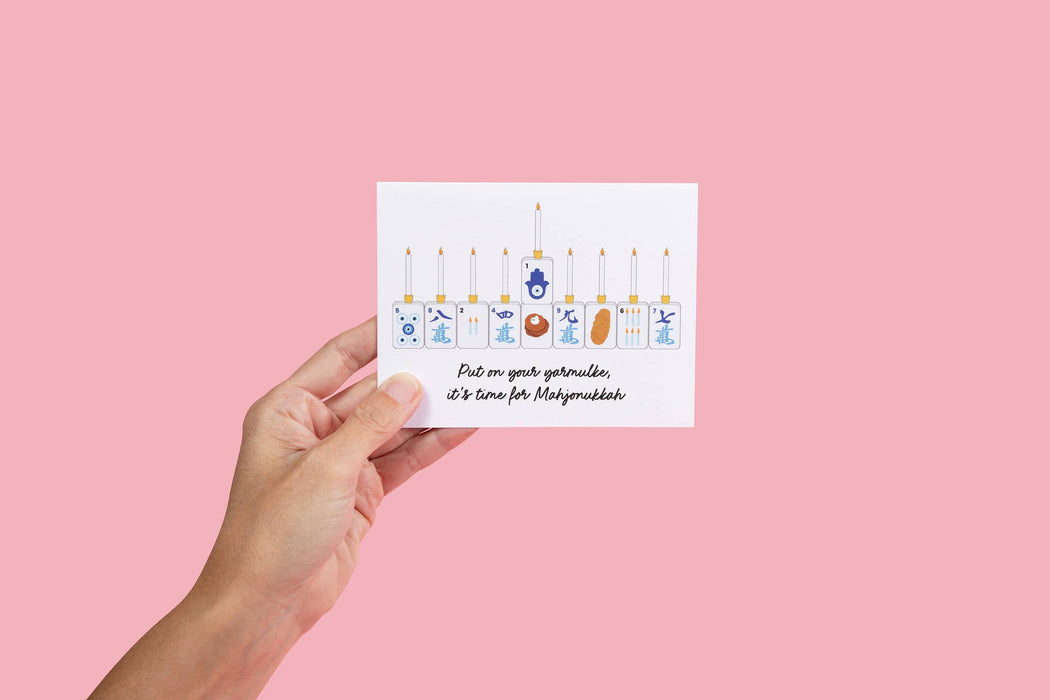 It's Time for Mahjonukkah Mahjong Menorah Hanukkah Card