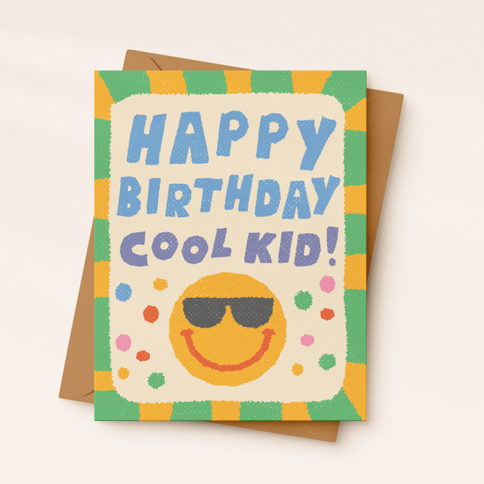 Happy Birthday Card for Kids | Cool Kid Smiley Face Design