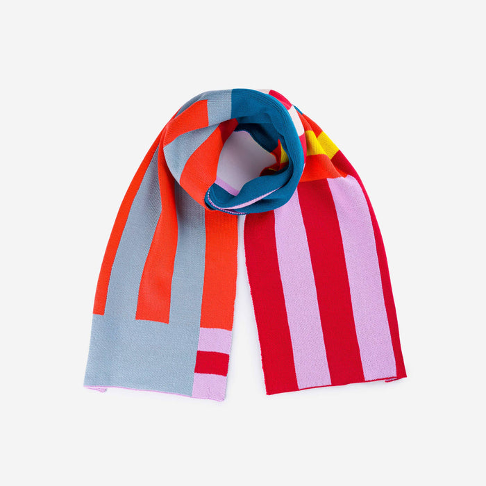 Waterfall Stripe Big Scarf: Lilac Red