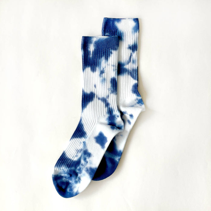 Indigo Tie-dye Dressy Socks: Medium (W 6-10 / M 6-8)