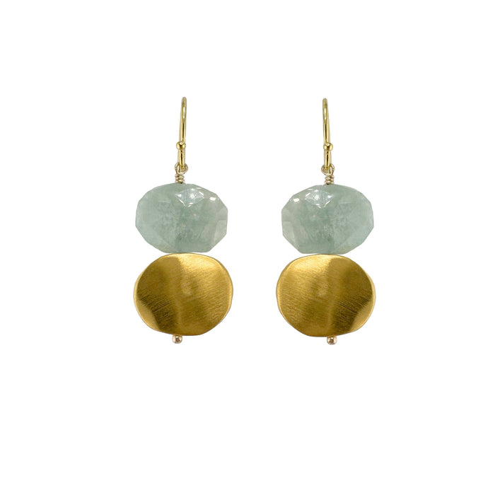 Large nugget w. stones earrings: Silver / Moonstone