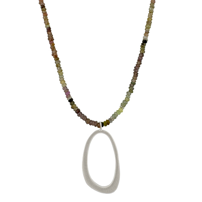 Oval on tundra sapphire necklace: Vermeil