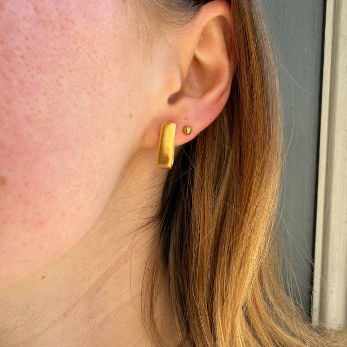 Small Flat Hoop Earrings in Silver or Vermeil: Silver