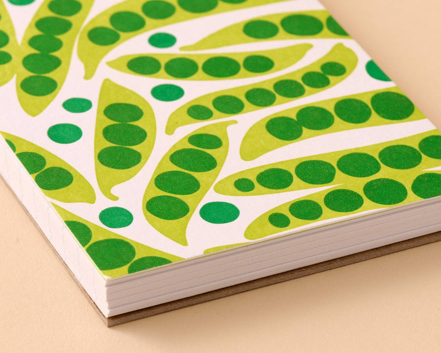 Letterpress Small Spiral Notebook—Green Peas (Summer Garden)