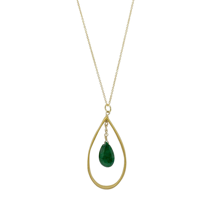 Drop with emerald necklace: Silver