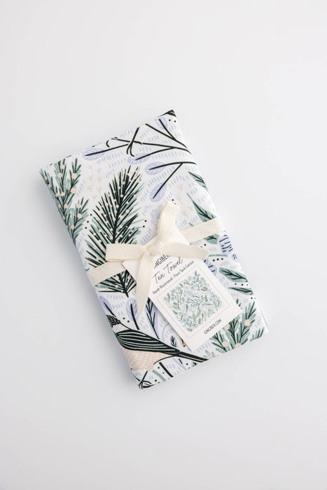 Winter Retreat Tea Towel - Woodland Bird Kitchen Towel Decor