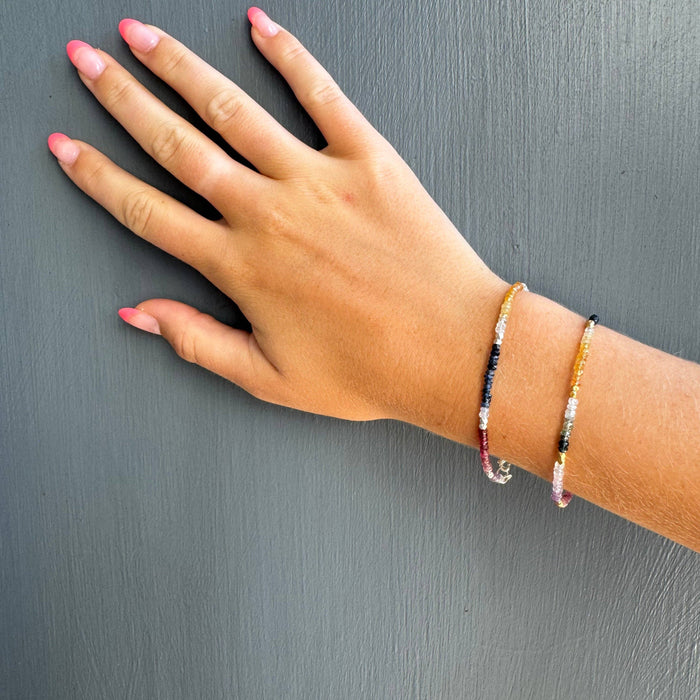 Multi sapphire beads bracelet: Silver