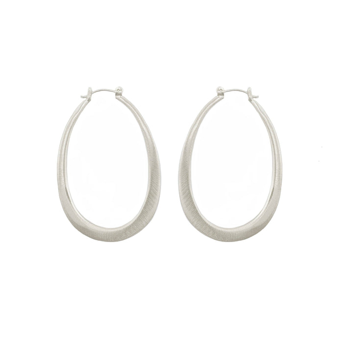 Large oval hoops earrings: Silver