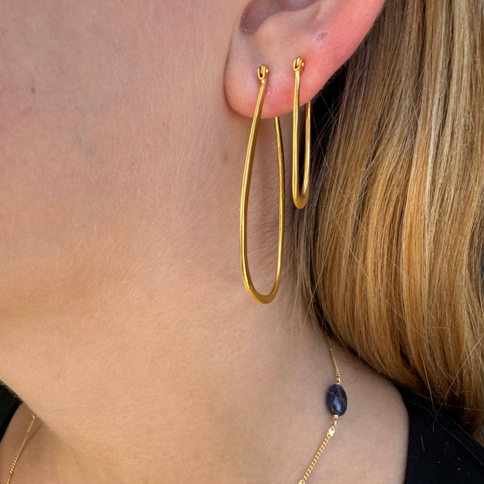 Large tear hoop earrings: Vermeil