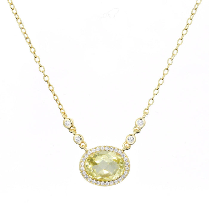 Aura Lemon Quartz Gemstone Necklace: Gold