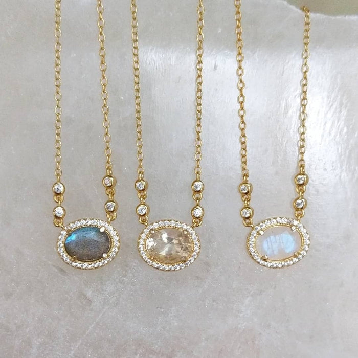 Aura Tourmaline Gemstone Necklace: Light Pink