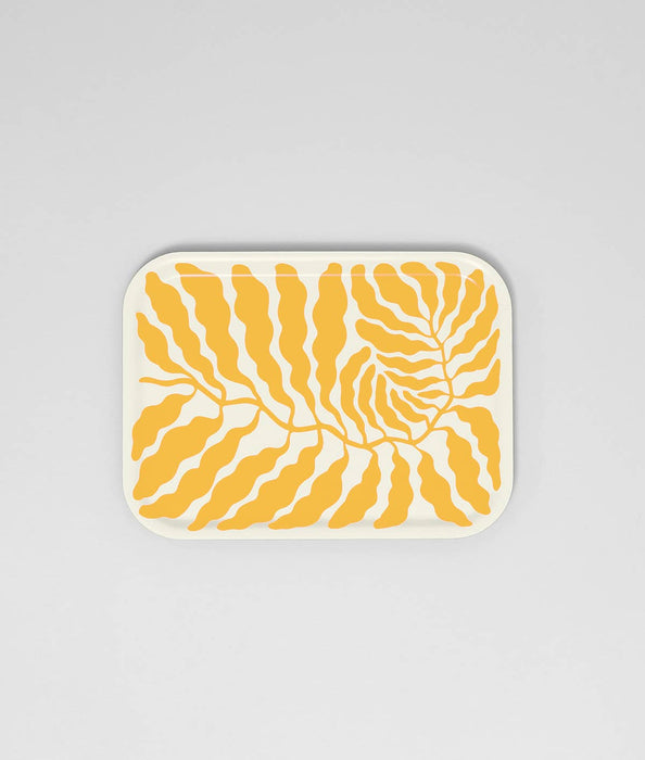 Yellow Leaves Small Rectangle Birch Serving Tray