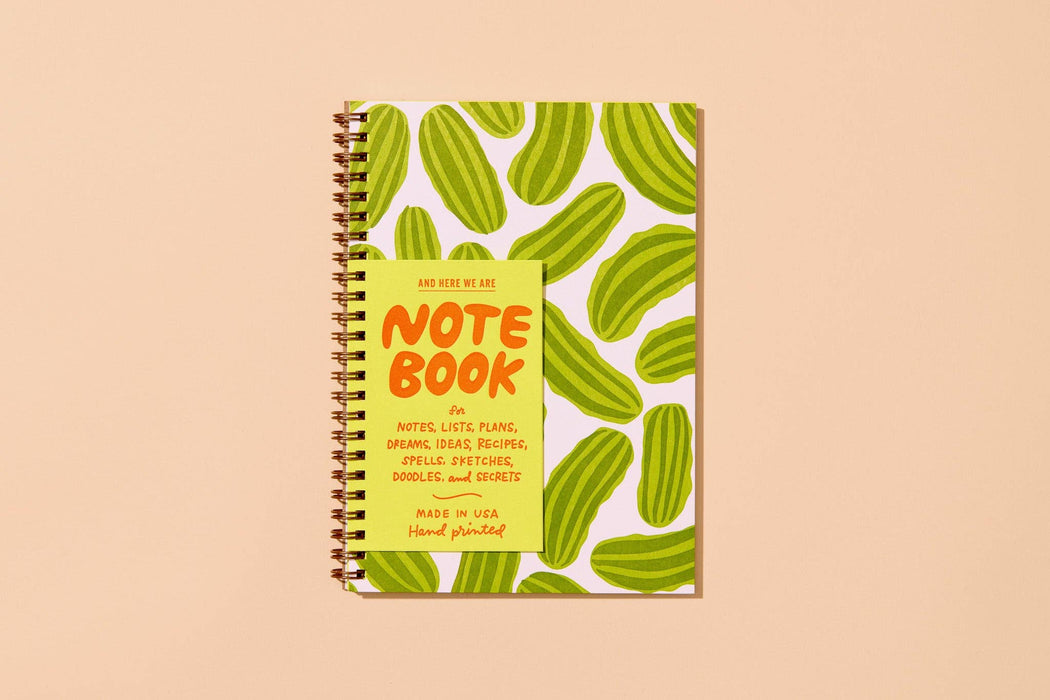 Letterpress A5 Lined Spiral Notebook—Pickles (Top Seller)