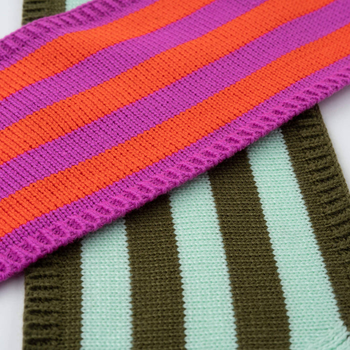 Colorblock Stripe Mini Ribbon Scarf: Lilac Denim