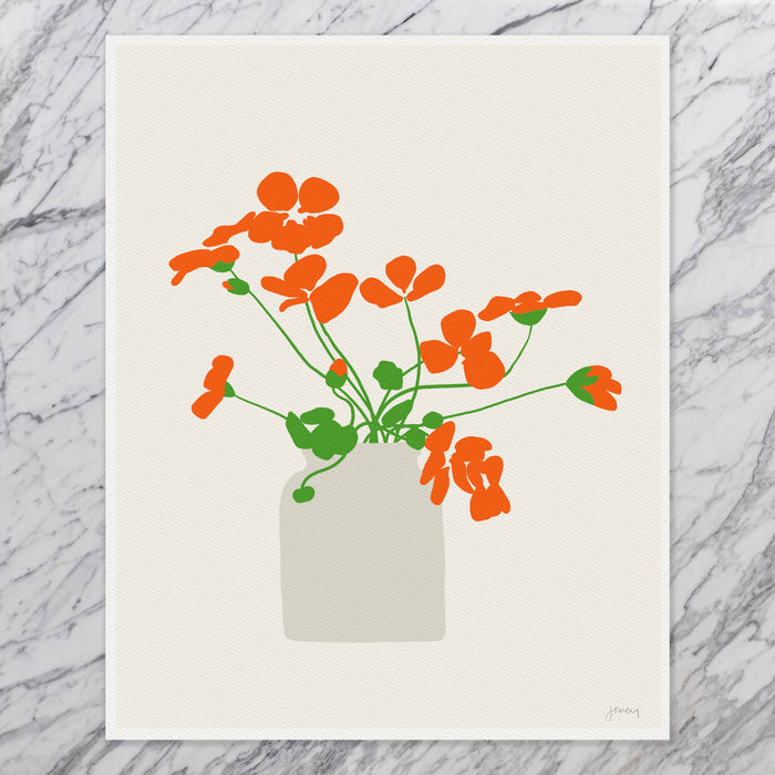 Nasturtiums Art Print. Signed. Unframed. 120926: 11 x 14 unframed