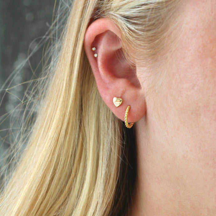 Twisted Hinged Huggie Hoop Earrings: Sterling Silver