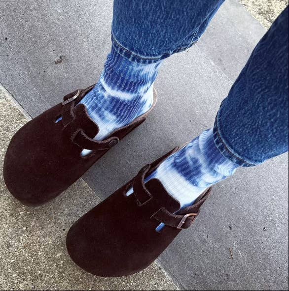 Indigo Tie-dye Dressy Socks: Medium (W 6-10 / M 6-8)