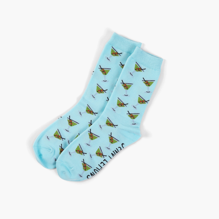 Light Blue Martini Crew Socks