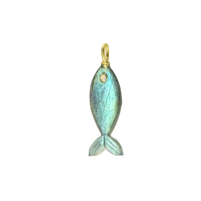 Mini Fish Gemstone Pendant With Topaz: Lapis