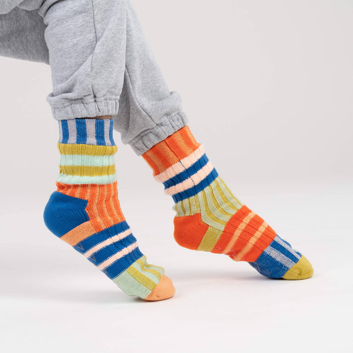 Patchwork Stripe House Socks: Rainbow / S/M - W 6-9<br>M 5-7.5