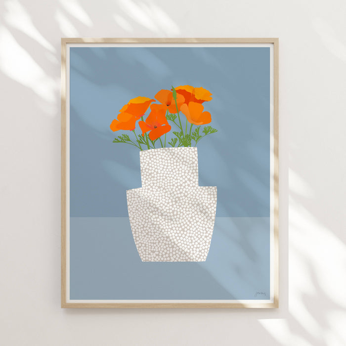 California Poppy Art Print. Signed. Unframed. 201018: 11 x 14 Unframed