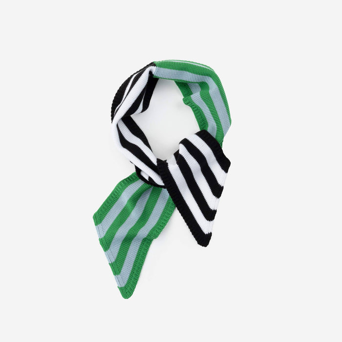 Colorblock Stripe Mini Ribbon Scarf: Kelly Stone Blue