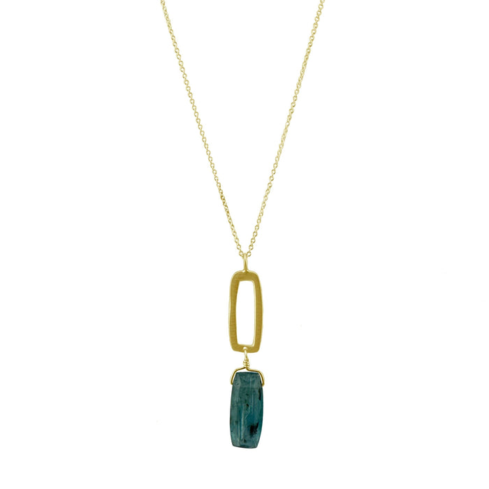 Rectangle w. Blue Kyanite Necklace in Silver or Vermeil: Silver