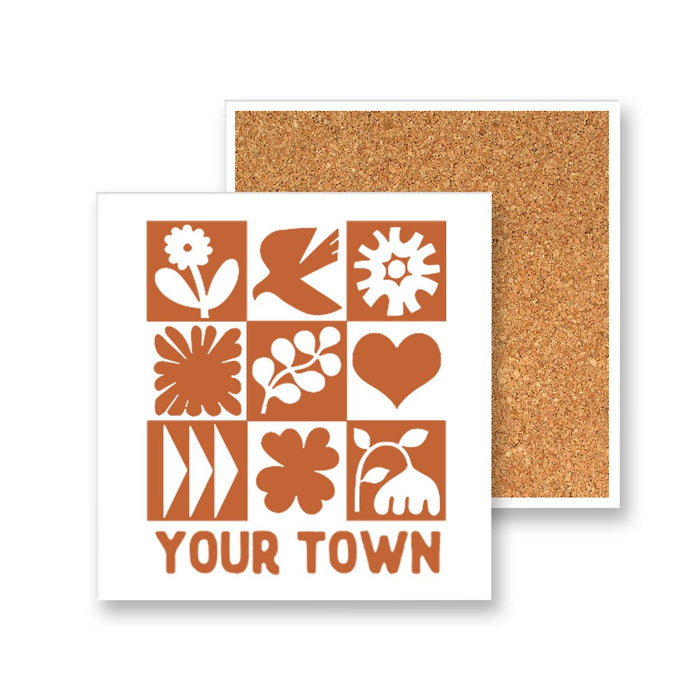 Personalized City Coaster - Nature Walk Name drop design: Chestnut (03)