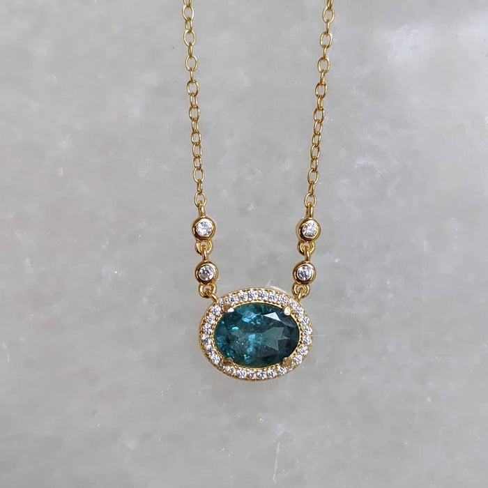 Aura Tourmaline Gemstone Necklace: Light Pink