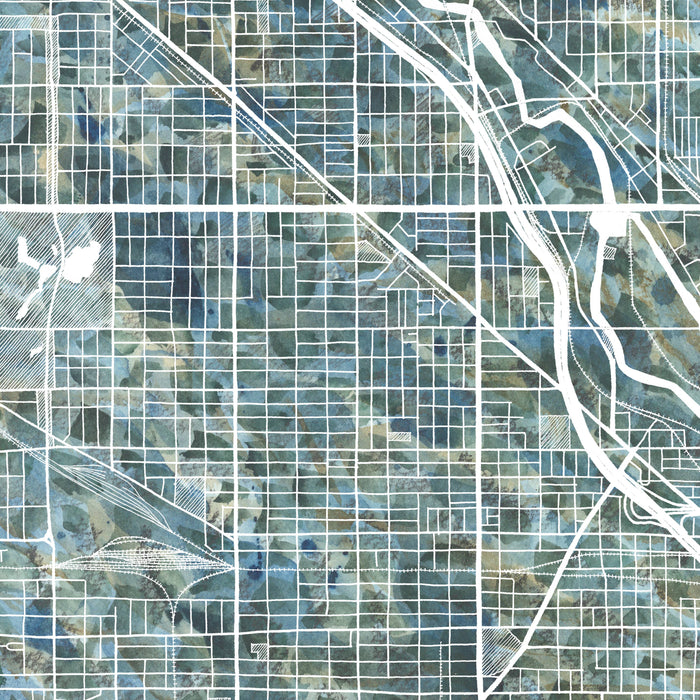 Chicago Illinois Painted Map ART PRINT: River / 11 x 14