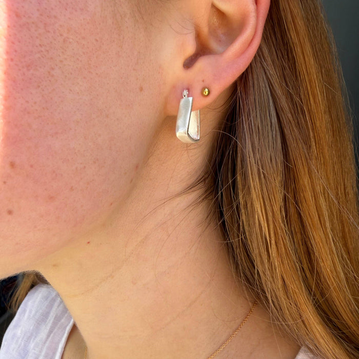Small Wide Hoops Earrings in Silver or Vermeil: Silver