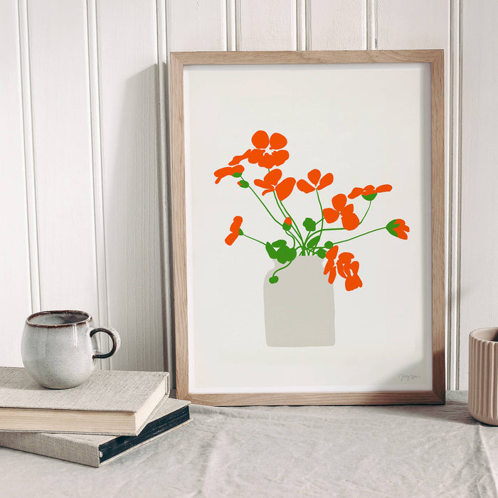 Nasturtiums Art Print. Signed. Unframed. 120926: 11 x 14 unframed