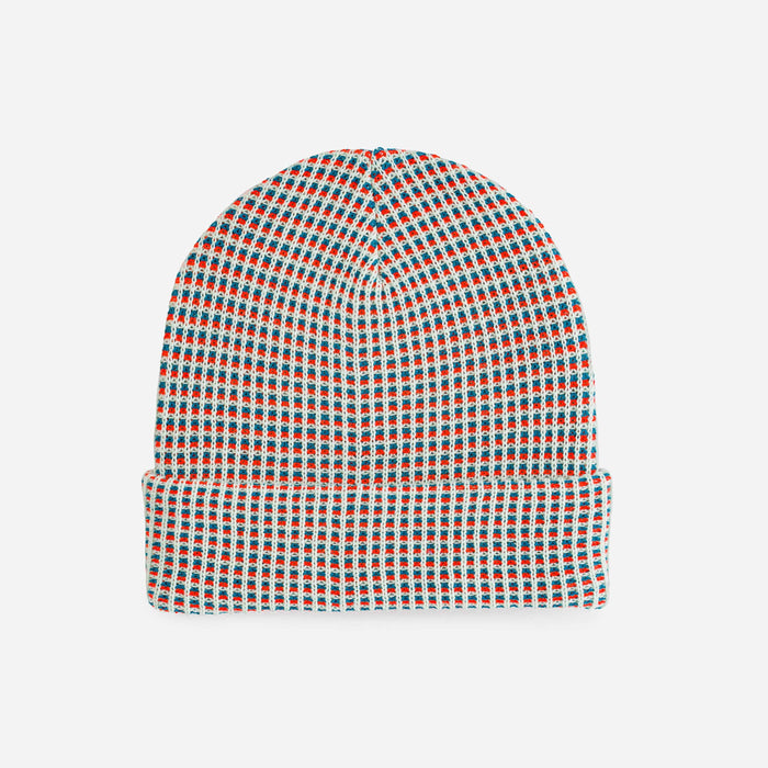 Simple Grid Knit Beanie: Indigo
