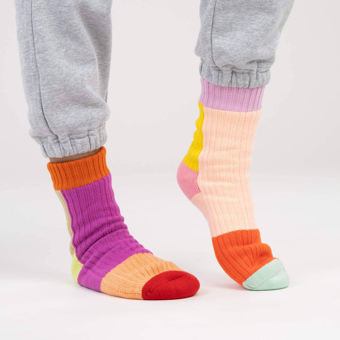 Mismatch House Socks: Pink / S/M - W 6-9<br>M 5-7.5